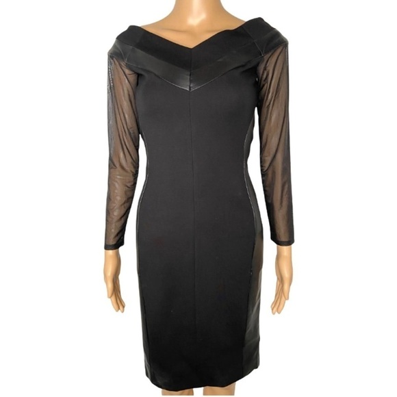 Anne Fontaine black leather trimmed dress size 40‎ US 8 - Picture 1 of 6
